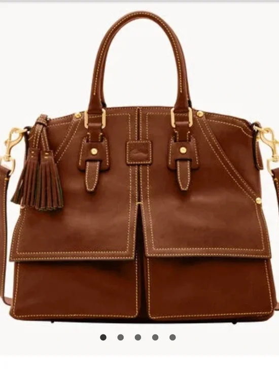 Dooney & Bourke Brown Leather Tote with Gold Hardware - Picture 2 of 3